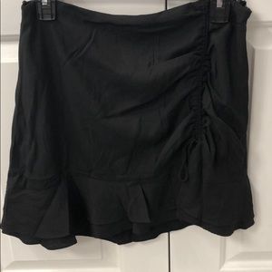 Black Side Ruffle Mini Skirt